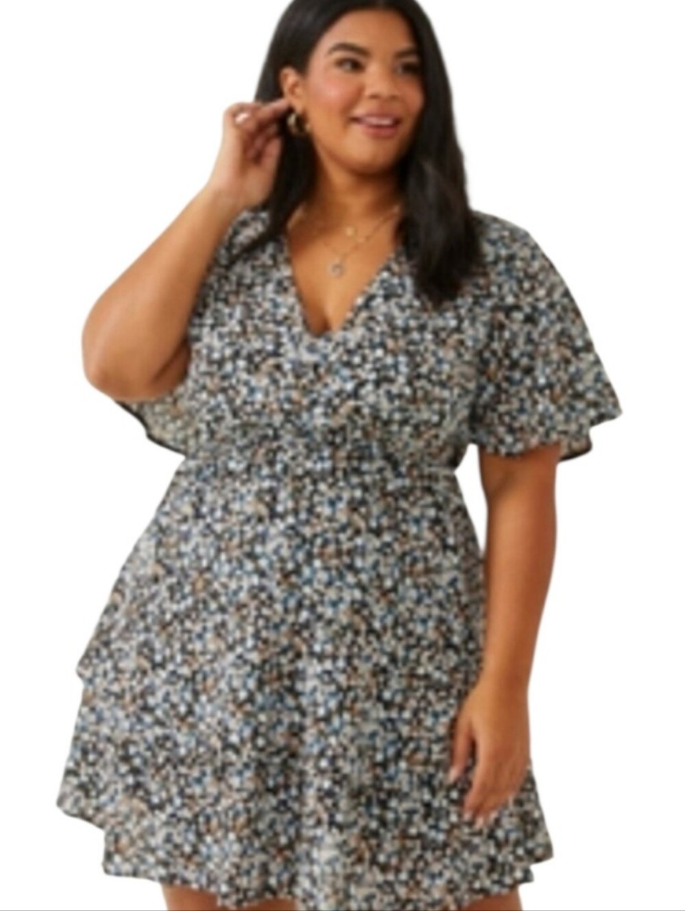Arula Tallulah Mini Tiered Ditsy Floral Print Dress Size 2X